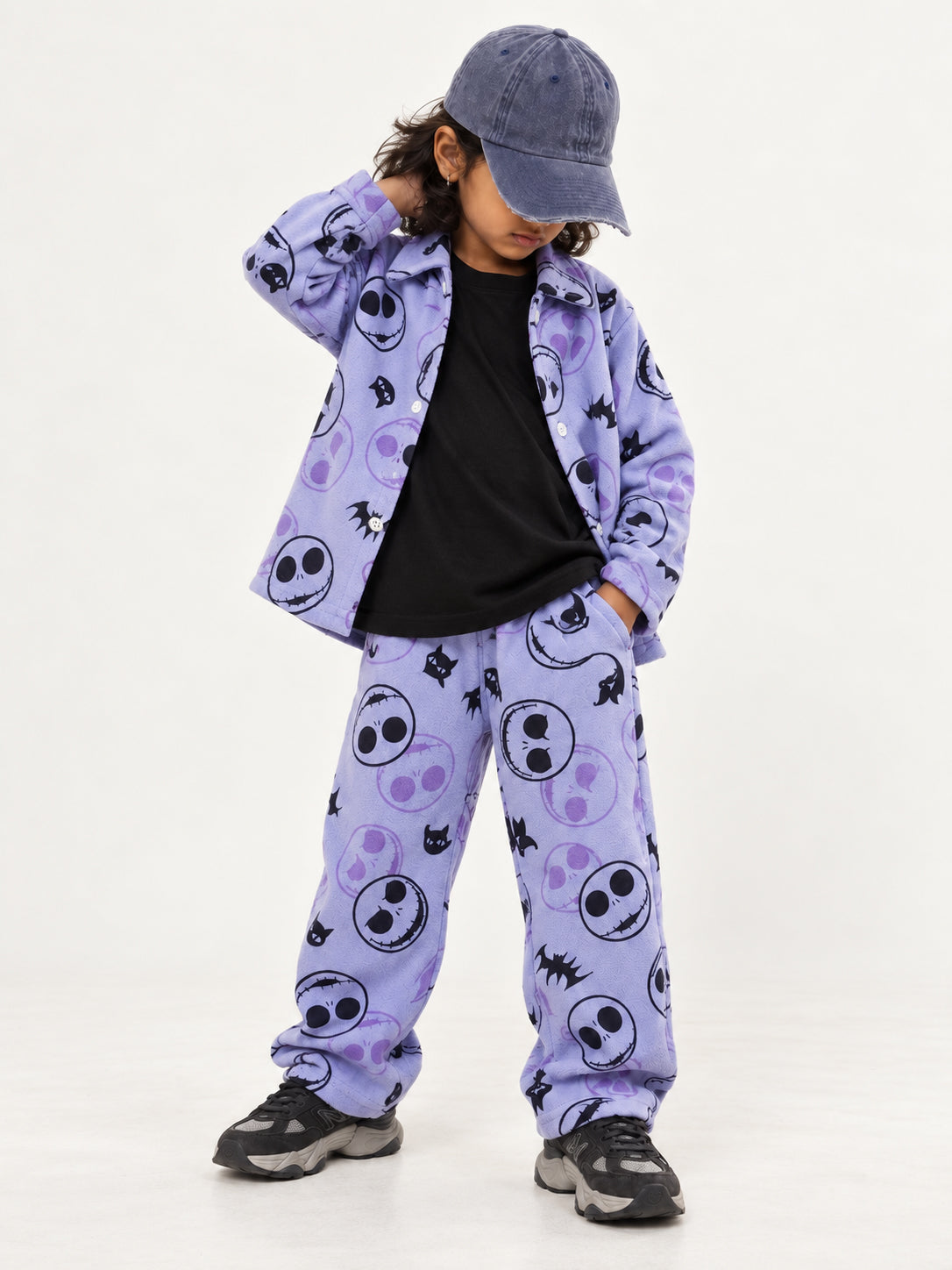 Ghost Face Smile Fleece Shacket Cord-Set
