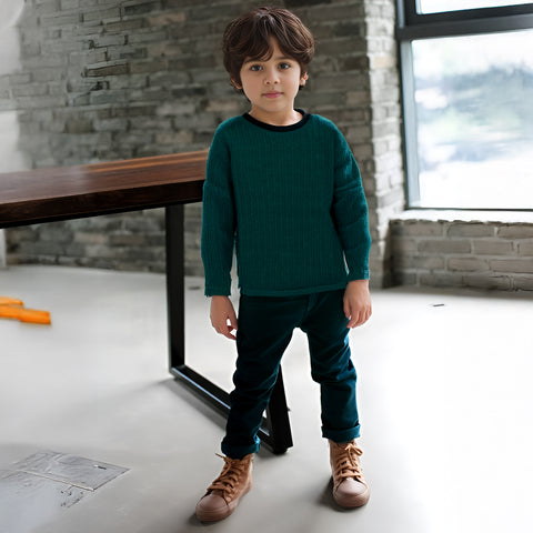 Emerald Ribbed Comfort Tee for Kids