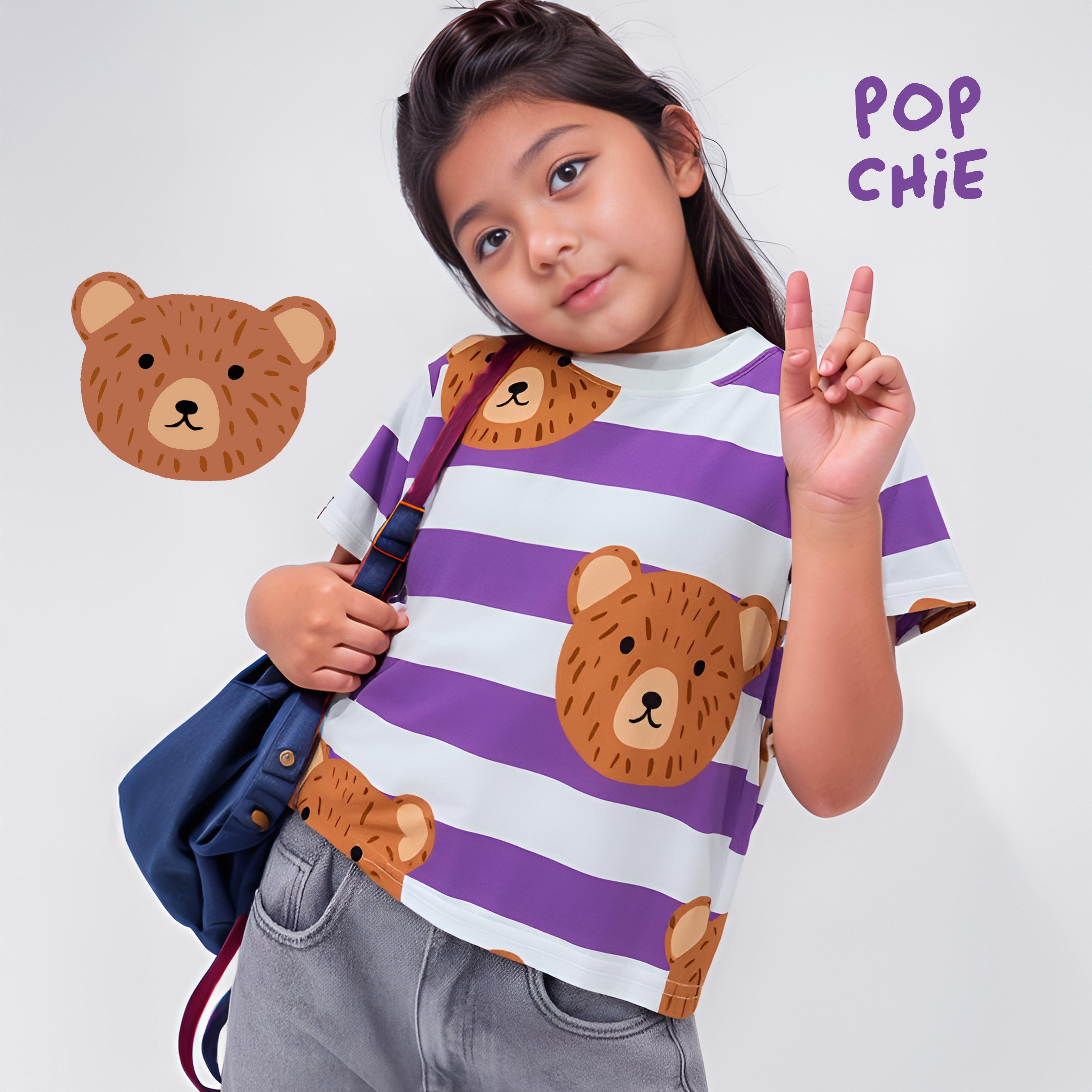 Teddy Stripes Purple T-Shirt