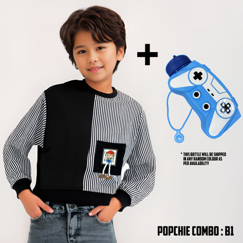 Tee Toy Combo - Black Stripes + Bottle