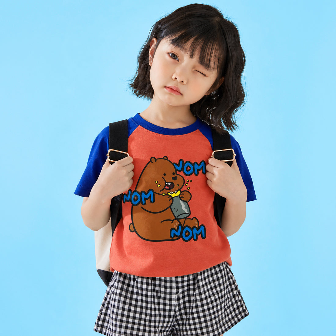Nom Nom Bear Peach Blue T-Shirt
