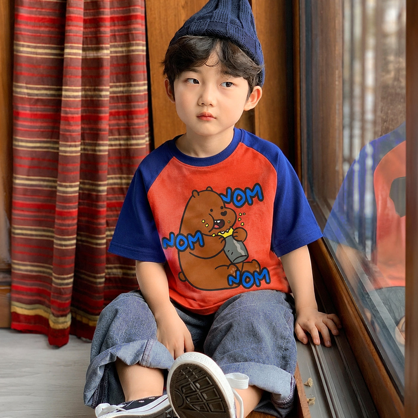 Nom Nom Bear Peach Blue T-Shirt