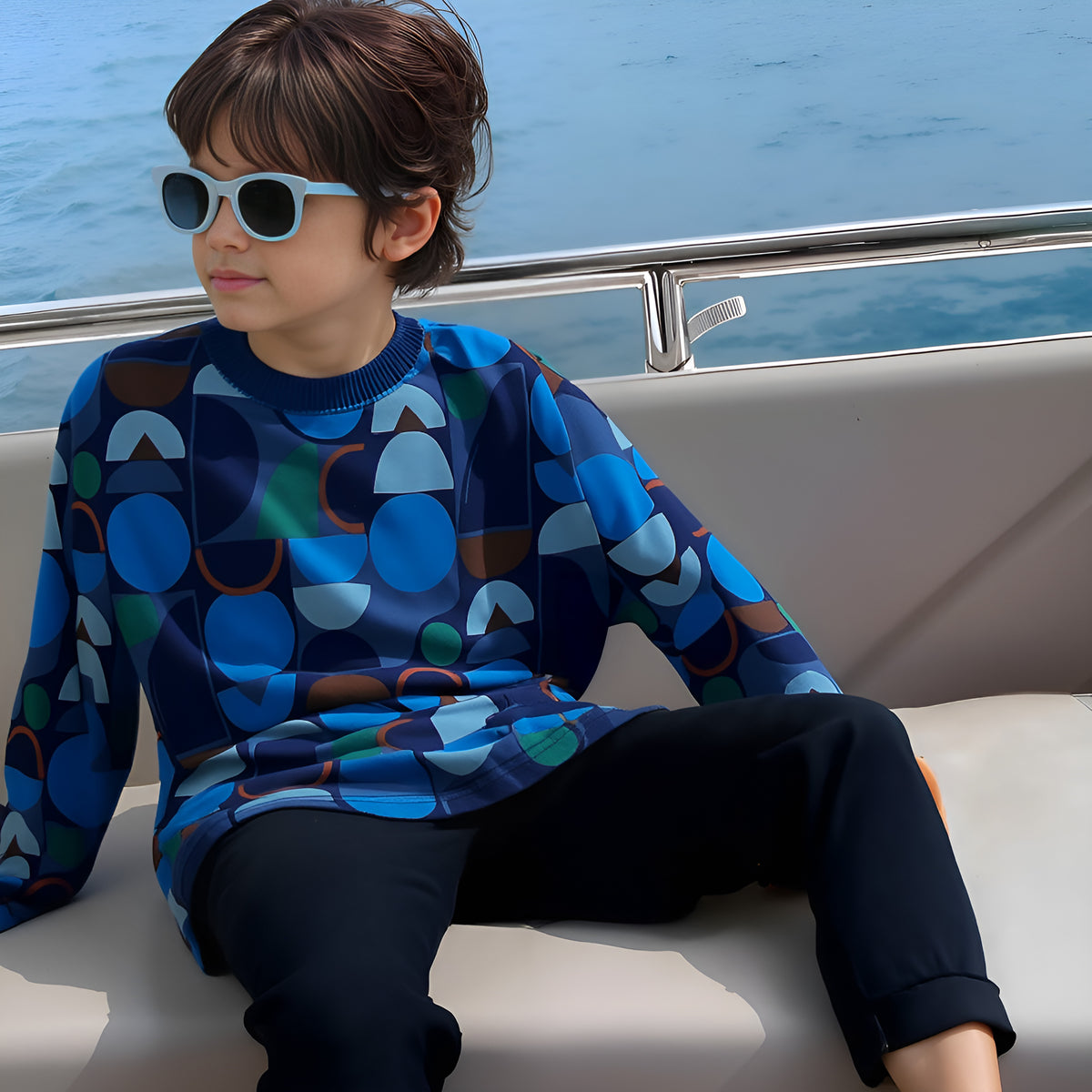 Blue Orbit Tee – Geometric Vibes for Cool Kids 🌙