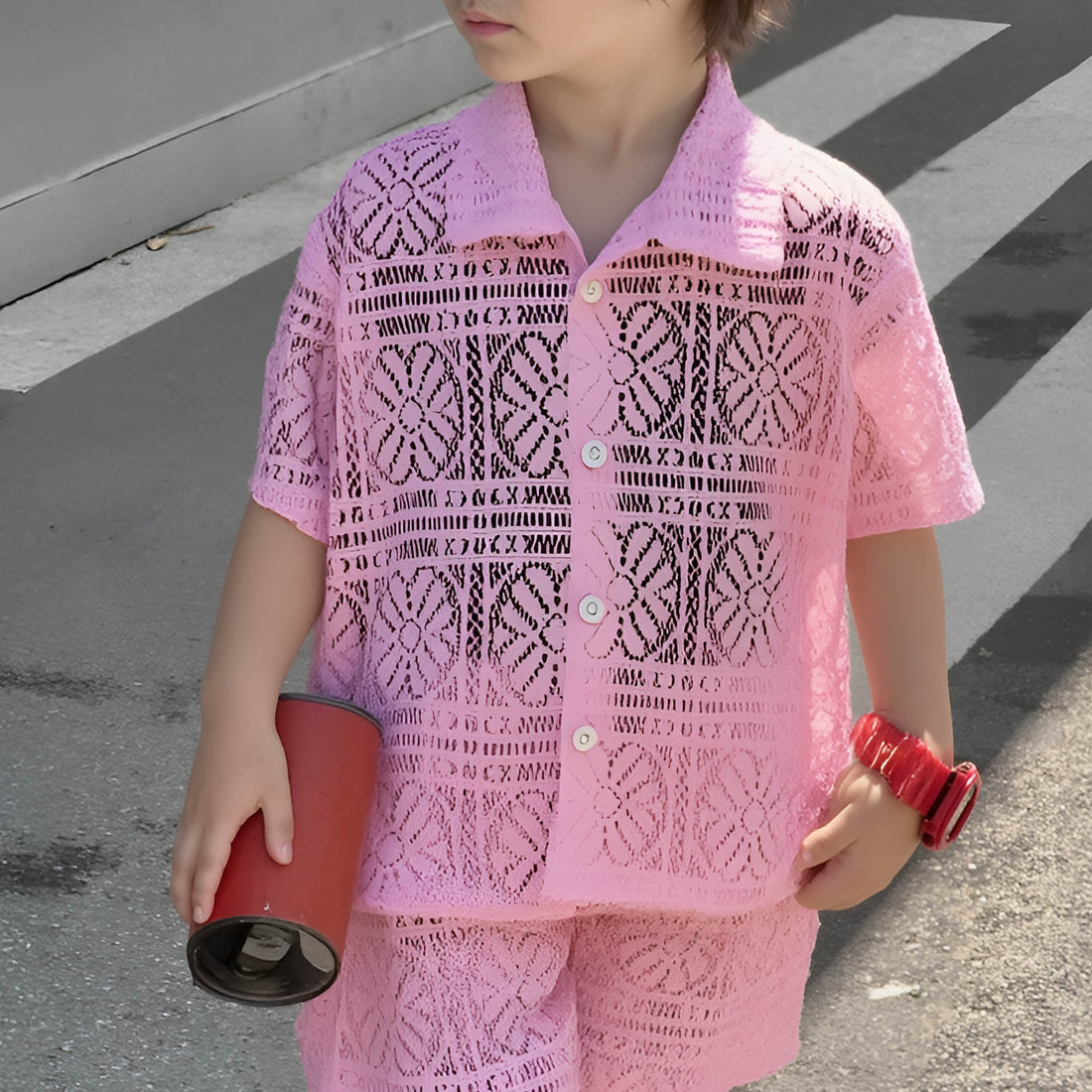 Pink Crotchet Style Cord-set