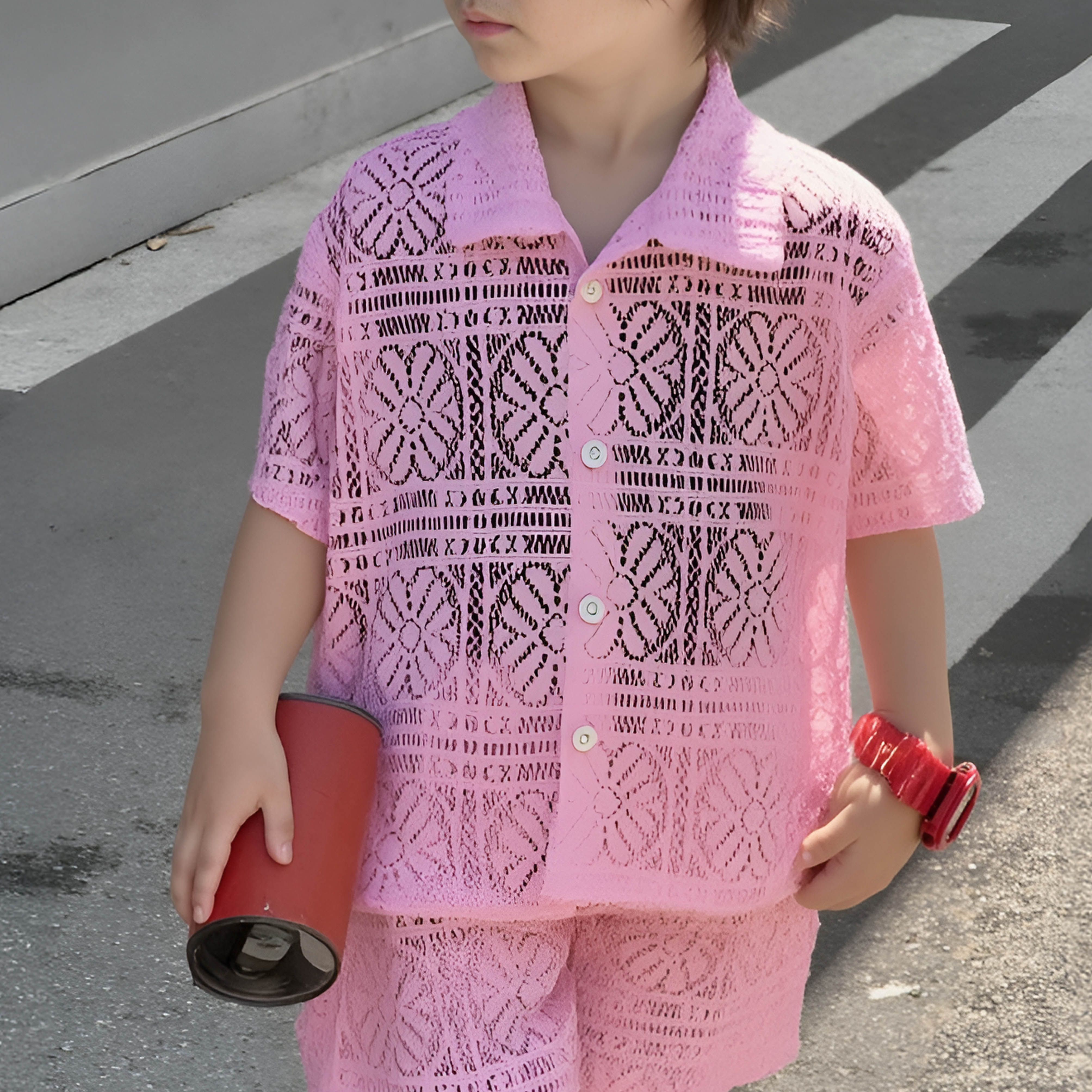 Pink Crotchet Style Cord-set