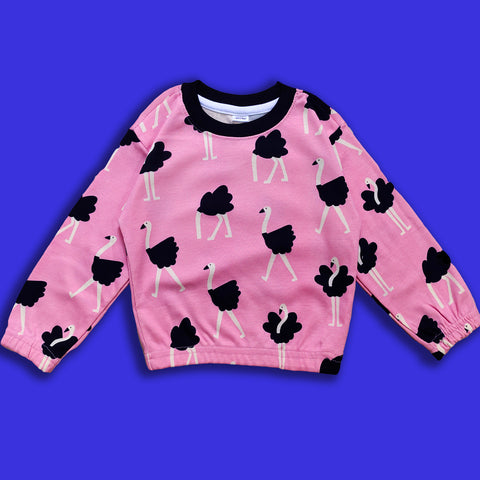 Pink Ostrich Parade Crop Tee 🦩💖