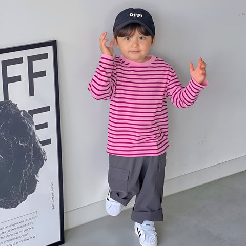 Nuo Pink Striped T-Shirt for Kids