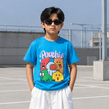 Popchie Multi colour Friends Blue Tee