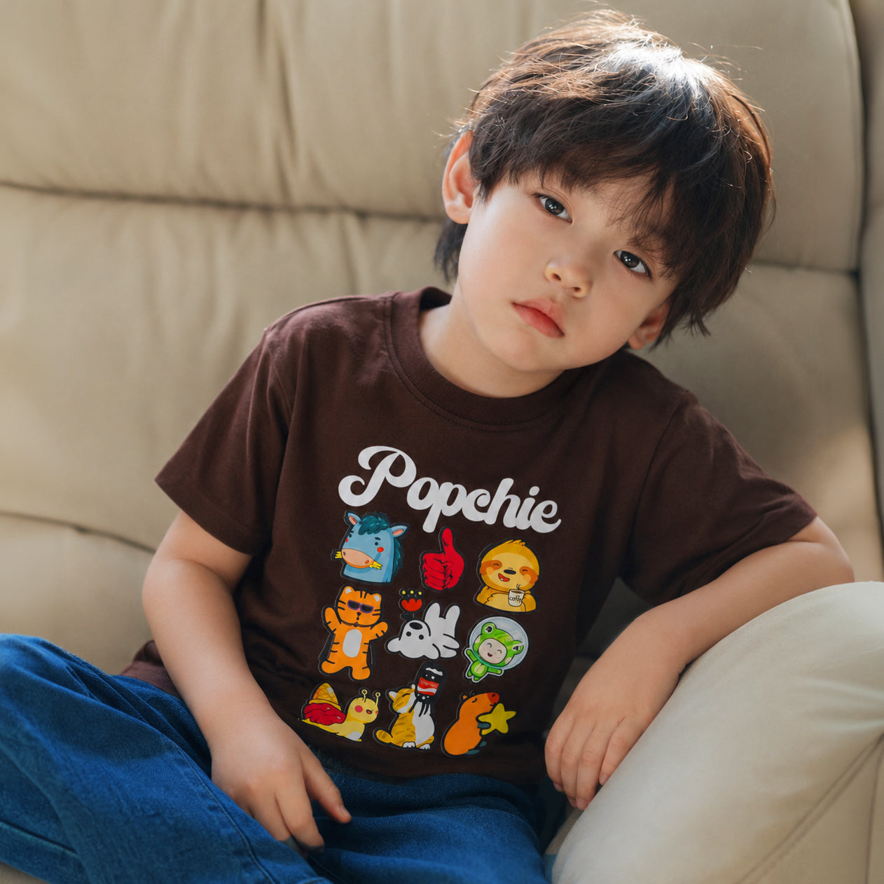Popchie Friends Brown Tee