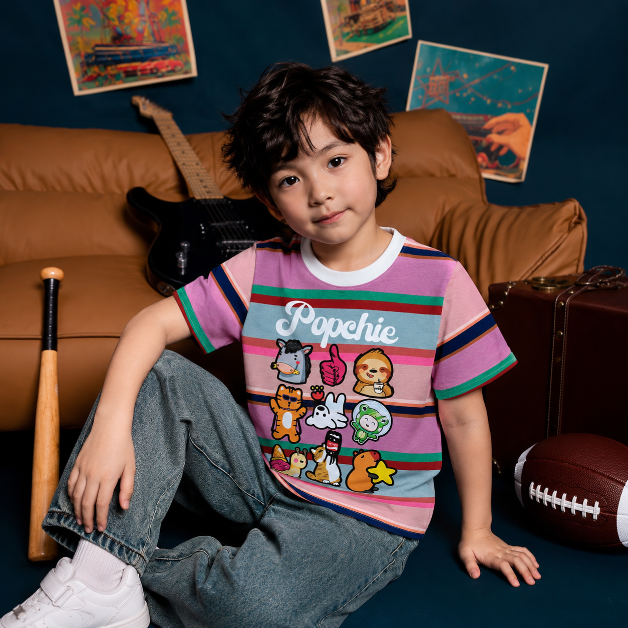 Popchie Friends Multi-Coloured Stripe Tee