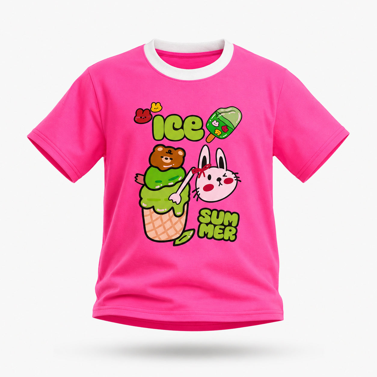 Summer Ice cream Neon Pink tee