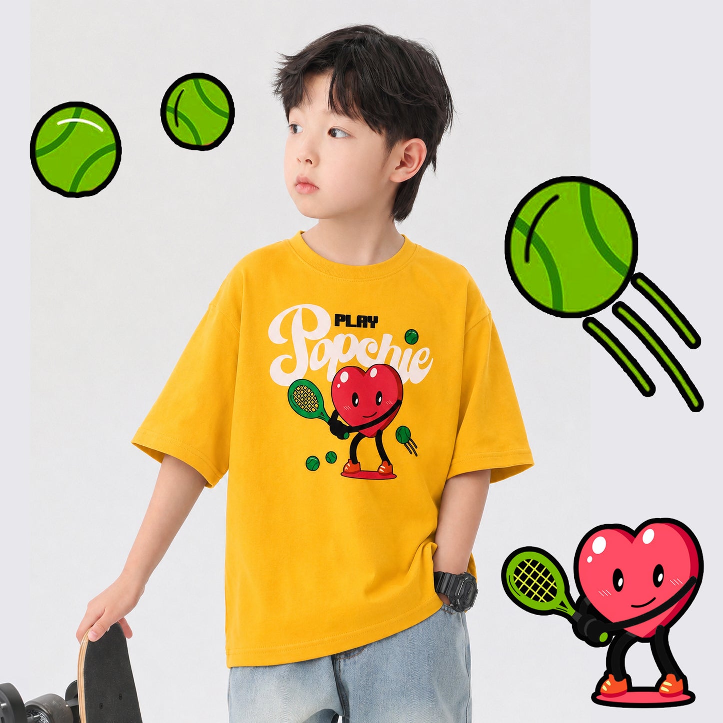 Popchie Tennis Yellow T-Shirt