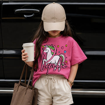 Popchie Unicorn Rust Pink Tee