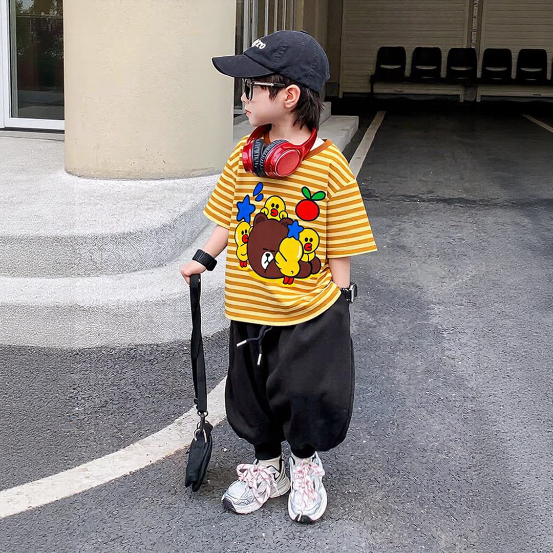 Muzzleberry Brown Beige Striped Tee