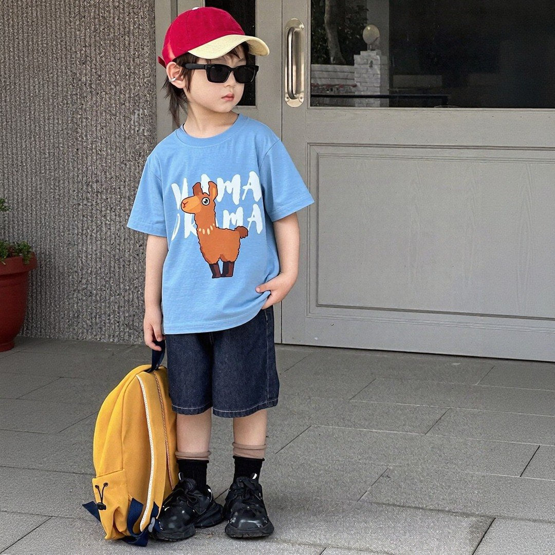 Cute Llama New Sky Blue Tee