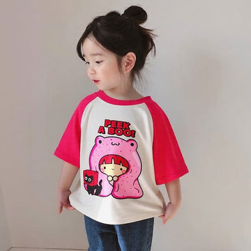 Pee A Boo White And BubbleGum Dual Shade Tee