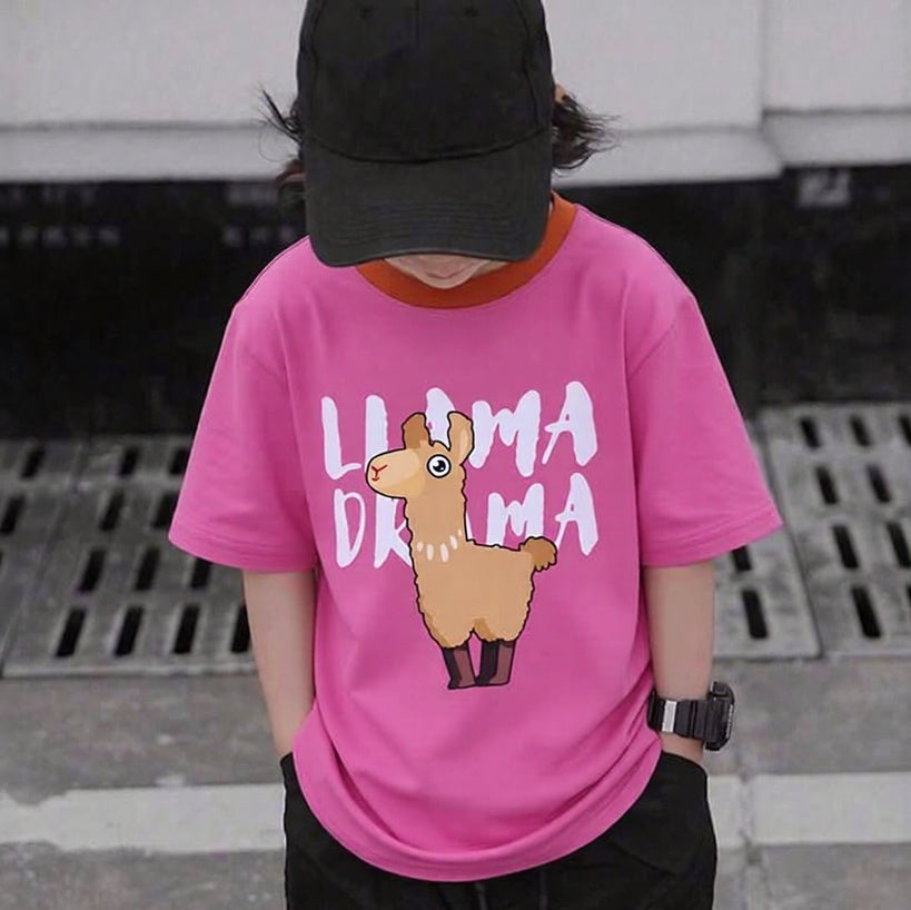 Cute Llama BubbleGum Pink Tee