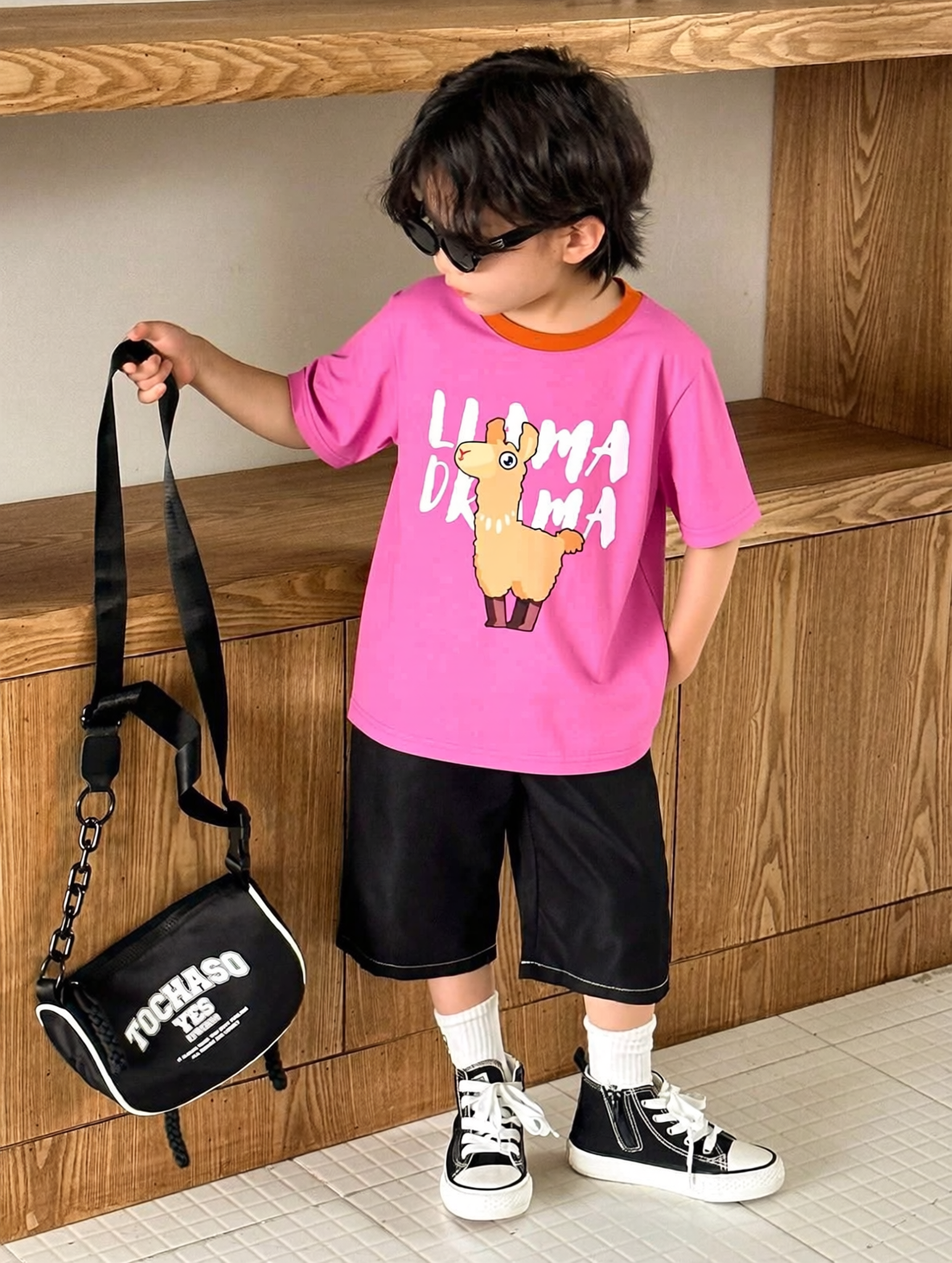 Cute Llama BubbleGum Pink Tee