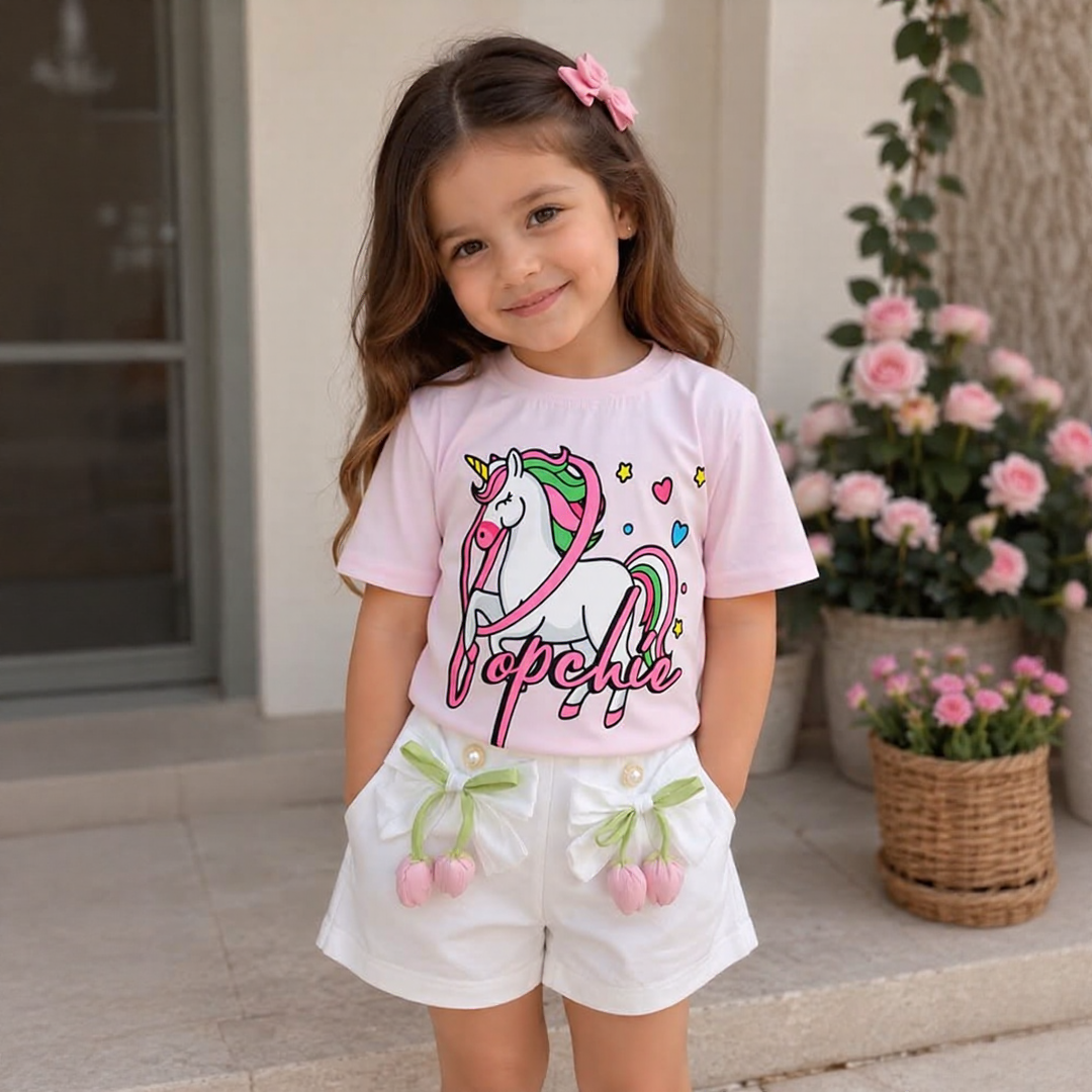 Popchie Unicorn 🦄 Rainbow Pink Tee