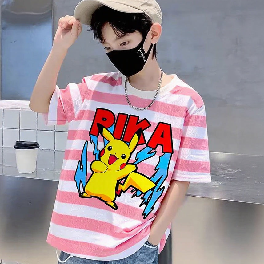 Pika Pika Pink White Striped Tee