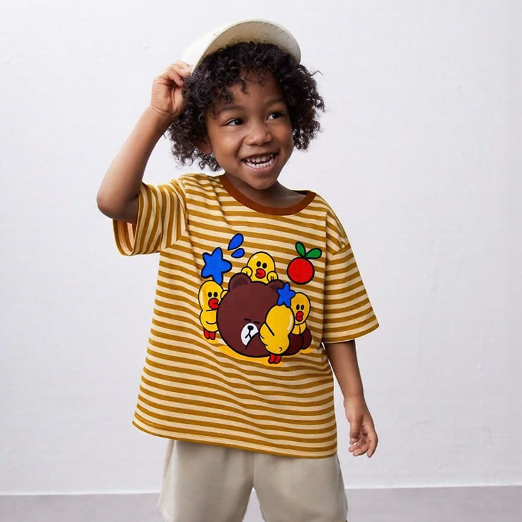Muzzleberry Brown Beige Striped Tee