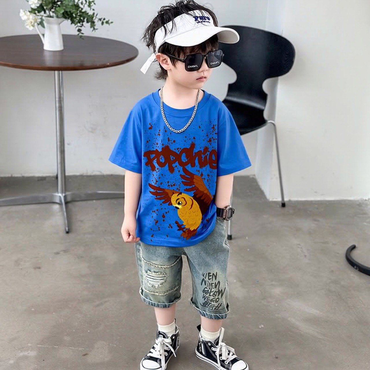 Popchie Owl 🦉 Blue Tee