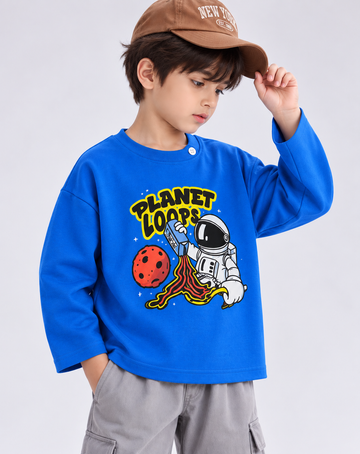 Planet Loops Blue Oversized Sweatshirt