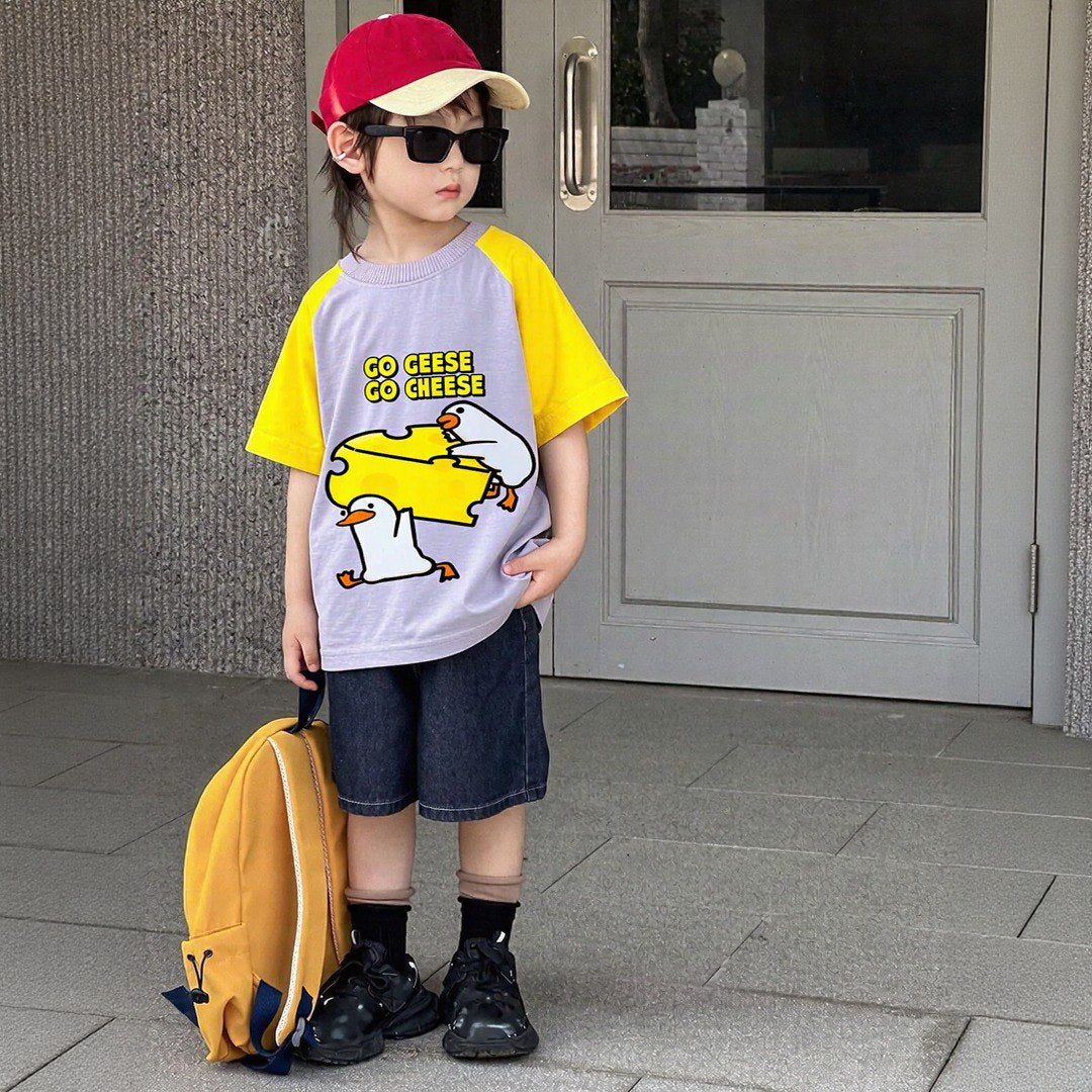Go Gheese And Cheese 🧀 Mauve And Yellow Tee