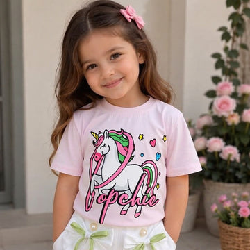Popchie Unicorn 🦄 Rainbow Pink Tee