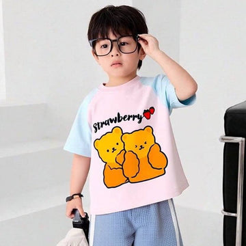 Strawberry 🍓 Teddy 🧸 Icy Blue And Pink Tee