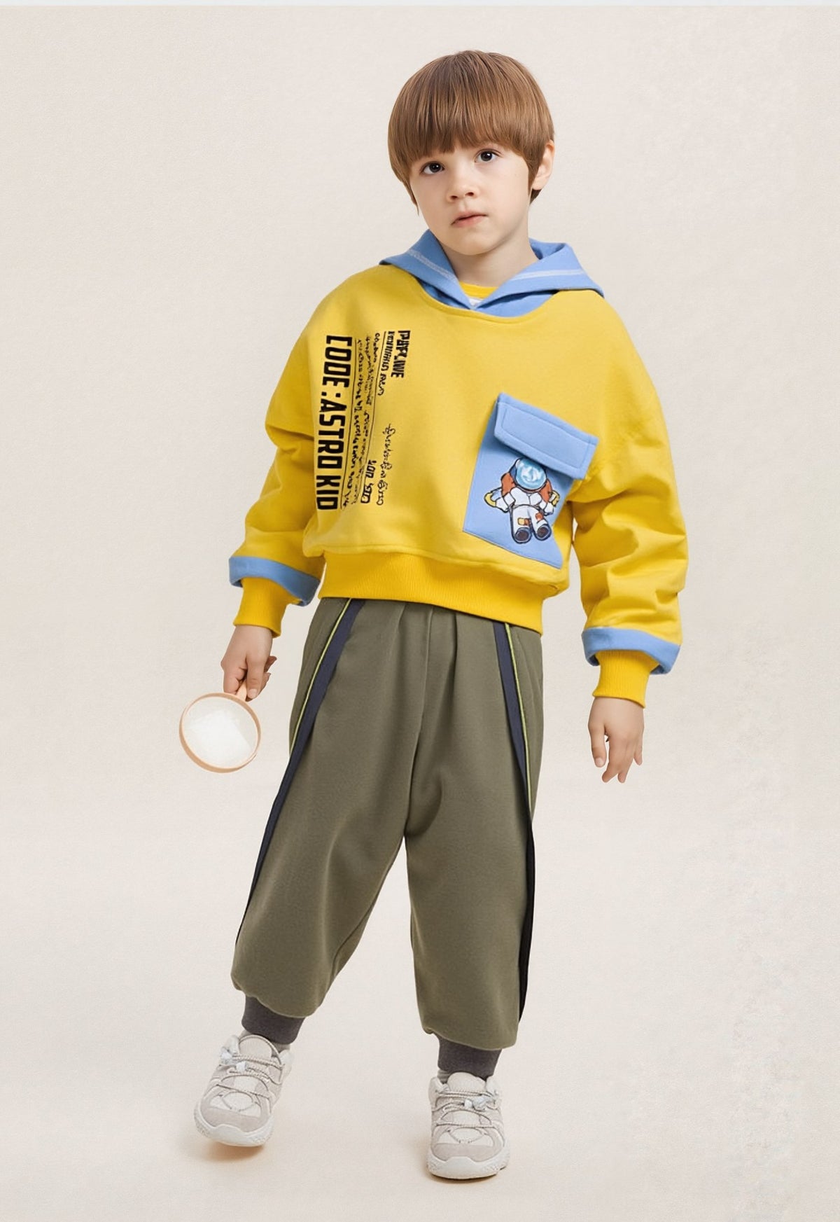 Astro Kid Yellow With Blue Hoodie