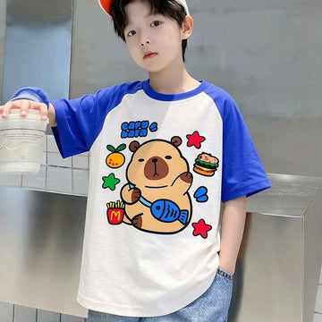 Capybara Navy Blue White Dual Shade Tee