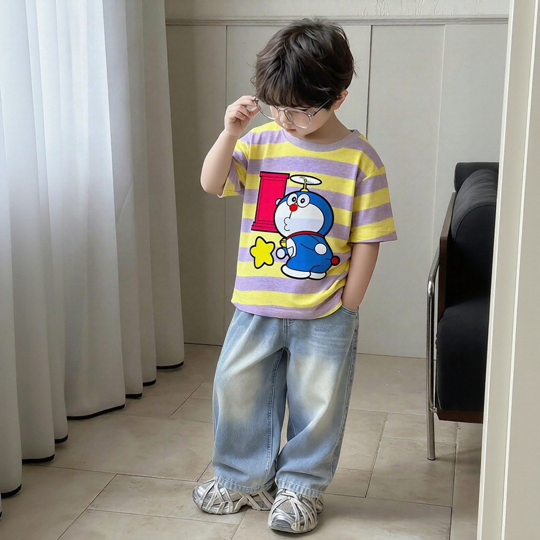 Doremon Purple And Yellow Stripe