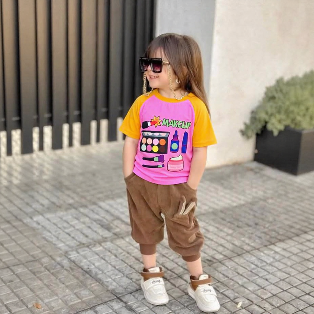 Makeup Pink And Mustard Dual Shade Tee