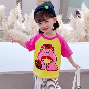Peek A Boo Pink Neon Green Dual Shade Tee
