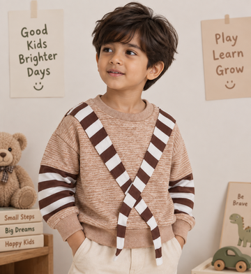 Brown Ribbon Cross Oversized Sweatshirt