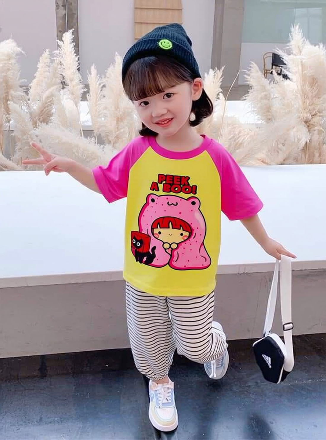 Peek A Boo Pink Neon Green Dual Shade Tee