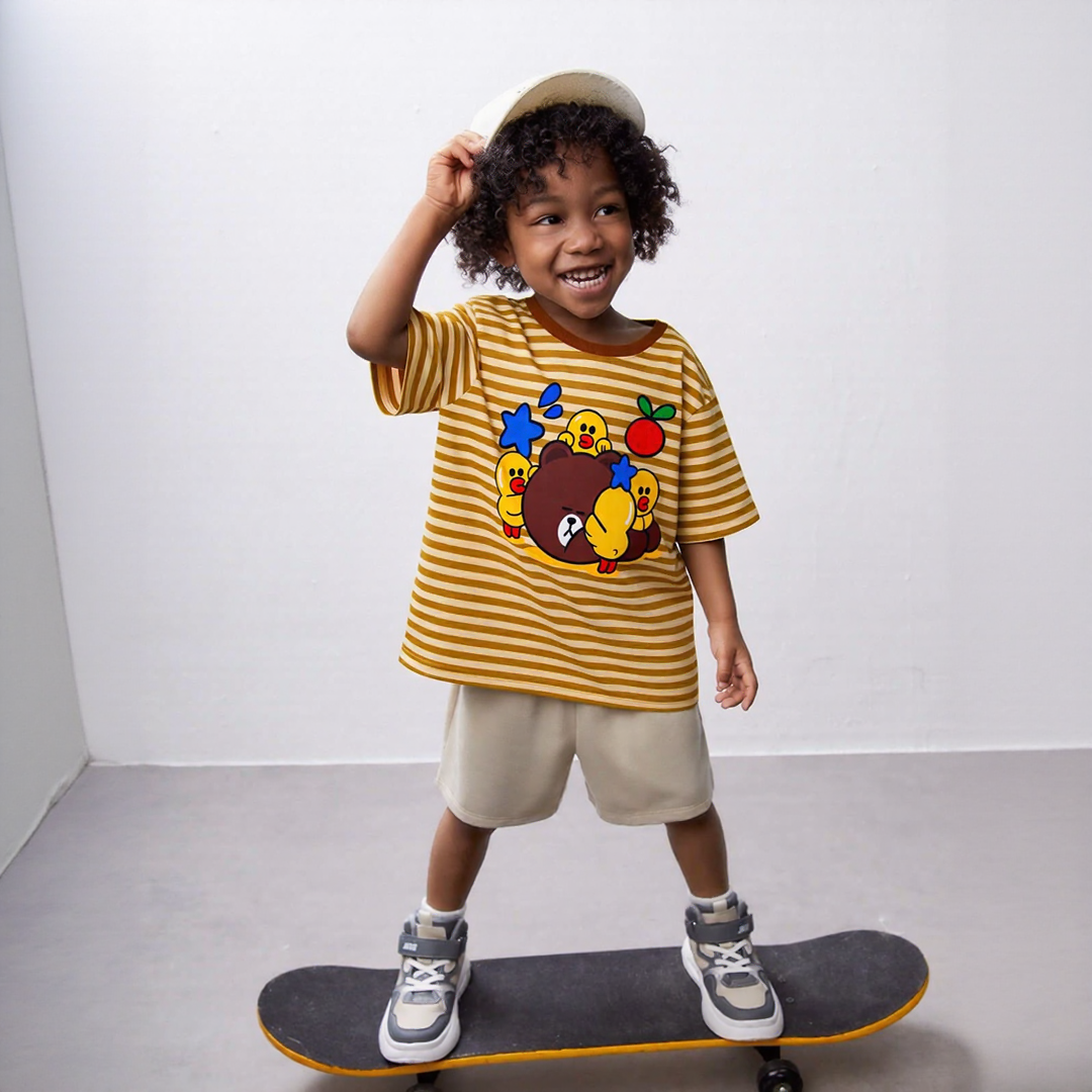 Muzzleberry Brown Beige Striped Tee