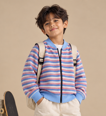 Royal stripe Pre-Winter Zip-Up Shacket