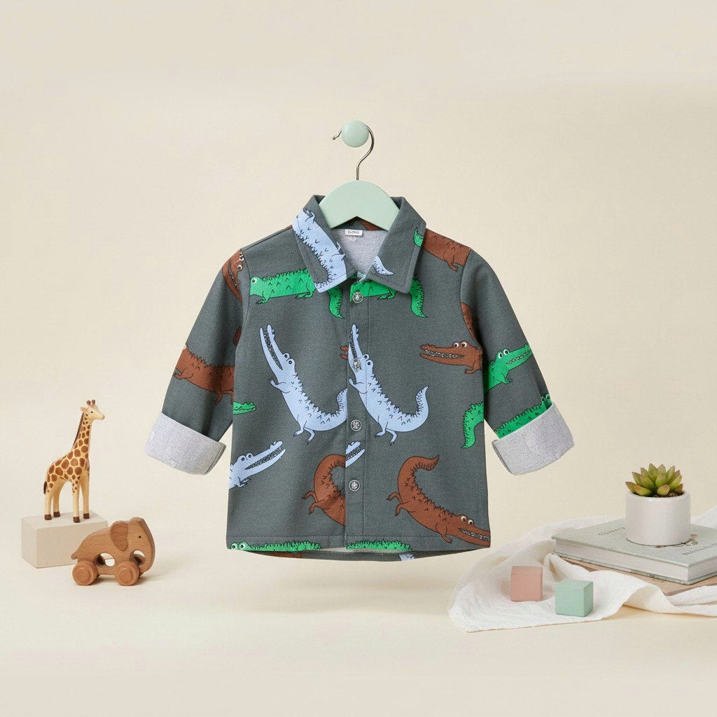 Crocodiles Green Wollen Shirt For kids