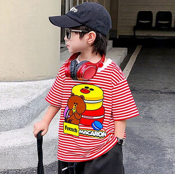 French Macaron Red White Striped Tee