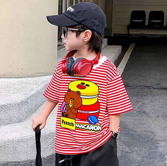 French Macaron Red White Striped Tee