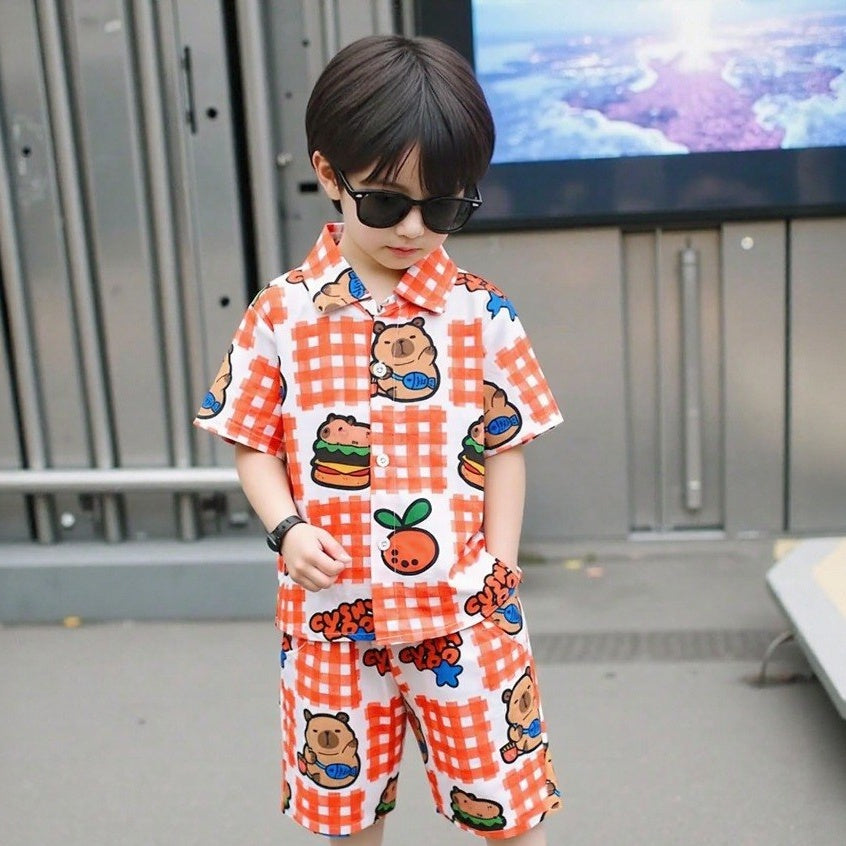 Capybara Orange Checkered Cord Set