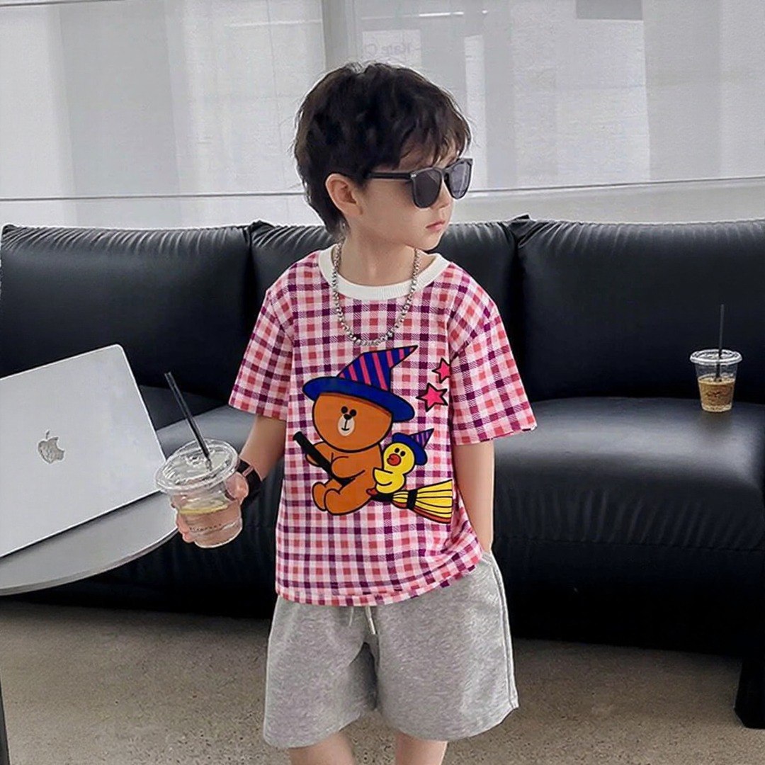 Magic Teddy Checkered Purple Tee