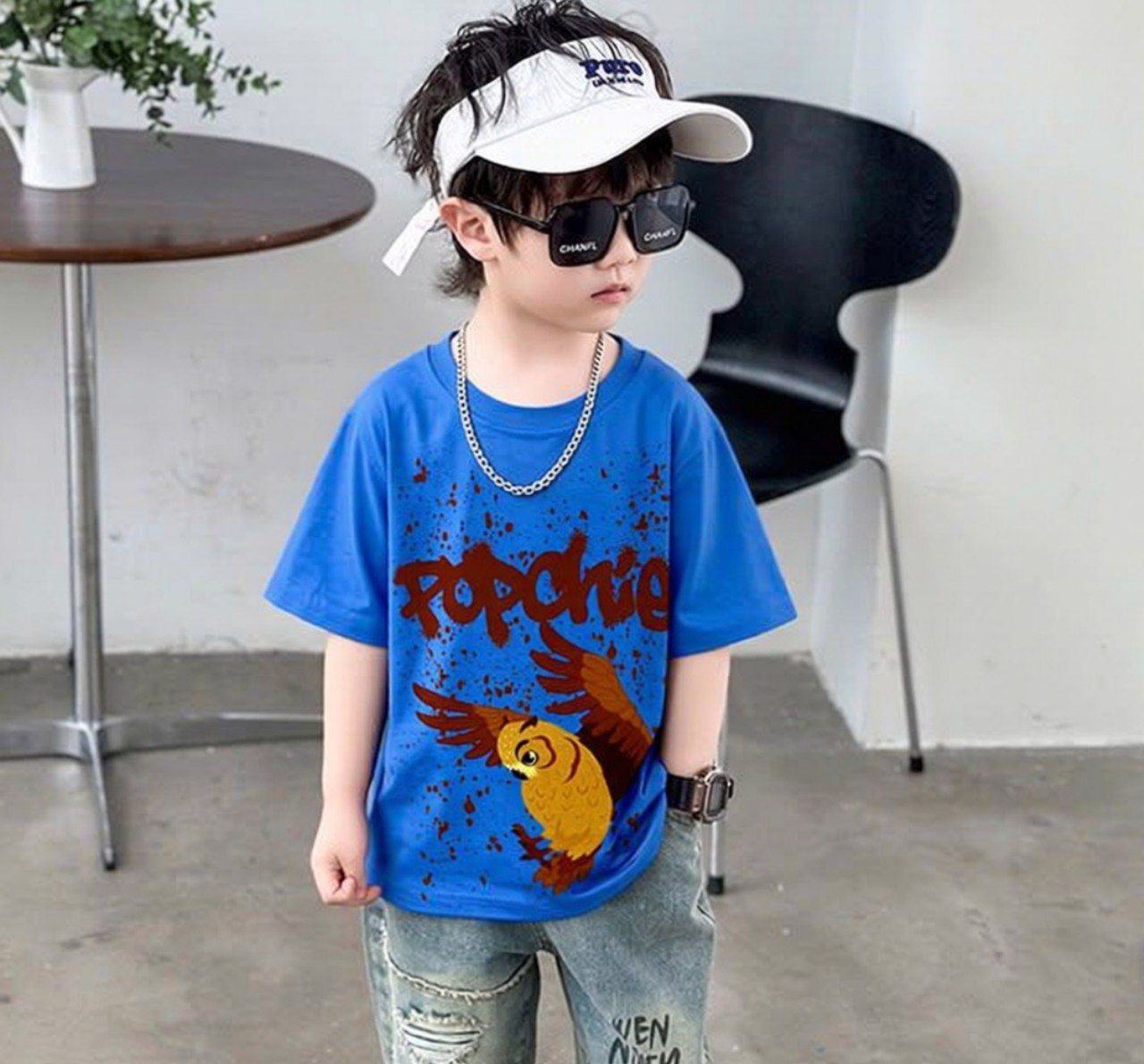 Popchie Owl 🦉 Blue Tee