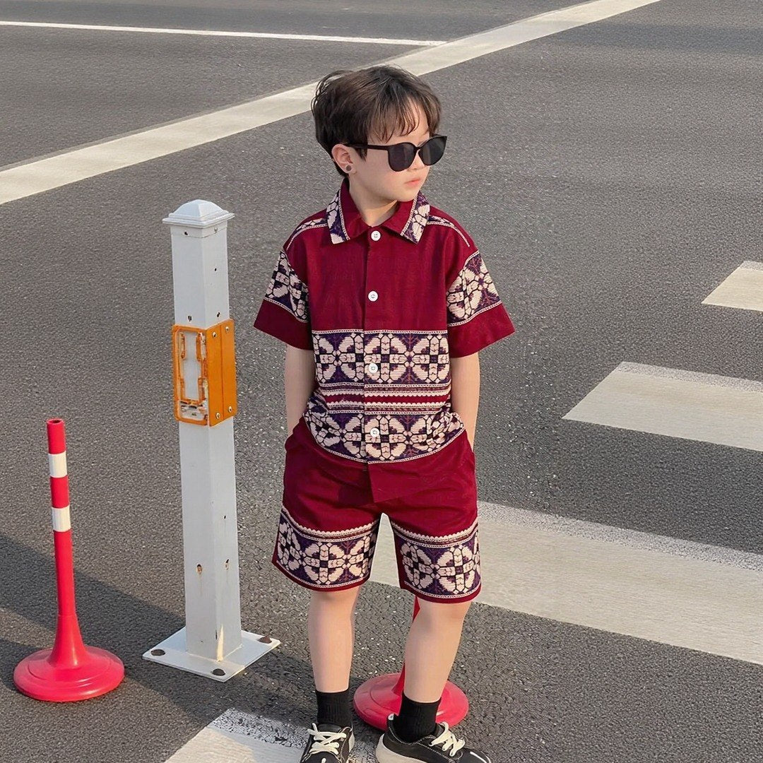 Cool Marron Embroidery Cord Set