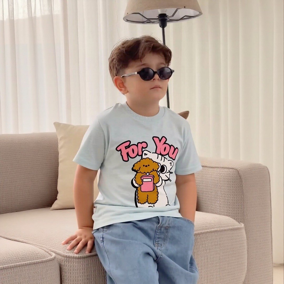 For You Bunny 🐰 Kitty 🐈 Ice Blue Tee