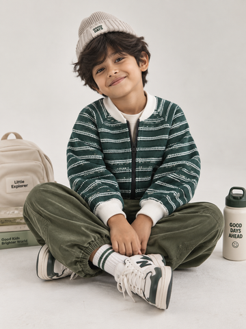 Green & White Textured Pre-Winter Zip-Up Shacket