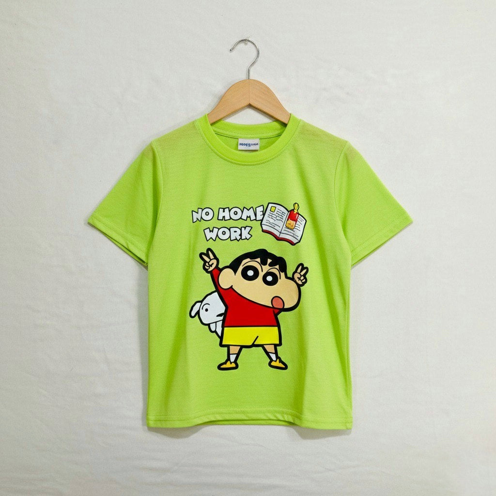 No Homework Shin-Chan Light Green T-Shirt