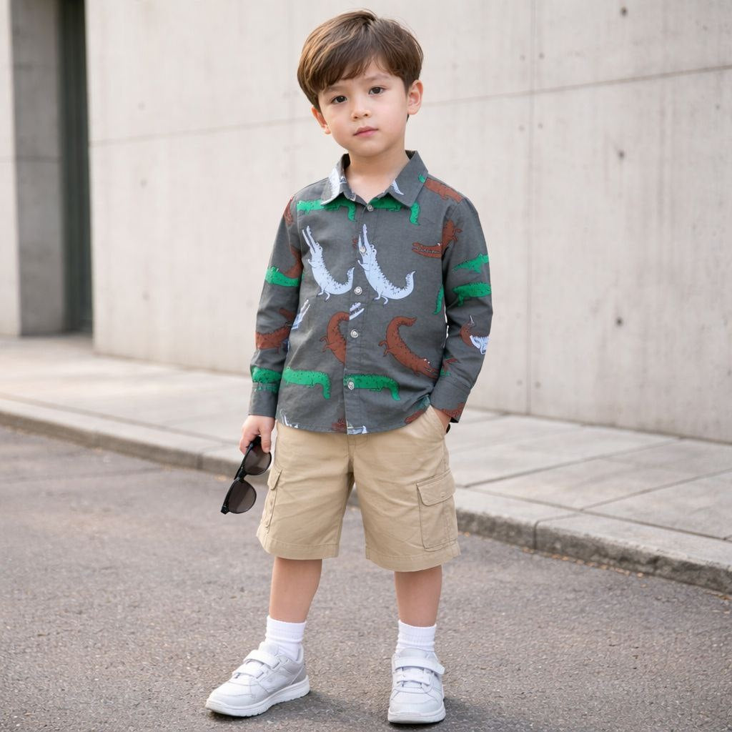 Crocodiles Green Wollen Shirt For kids